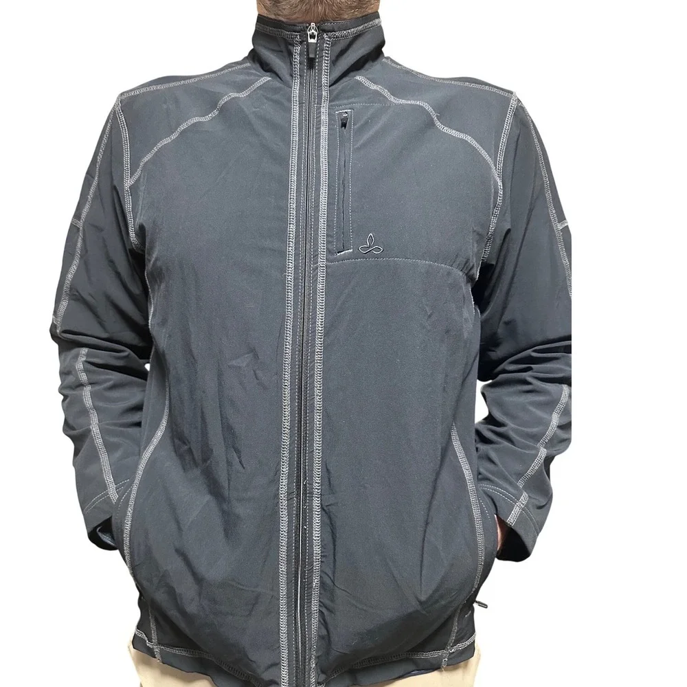 prAna Breathe Jacket Men's L Black Softshell Full Zip Gorpcore Hiking 2009